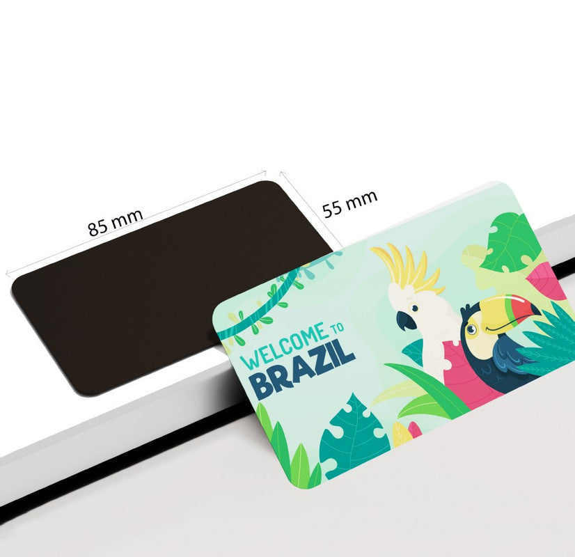 dhcrafts Rectangular Rubber Fridge Magnet / Magnetic Card Multicolor Brazil Design Pack of 1 (8.6cm x 5.4cm)